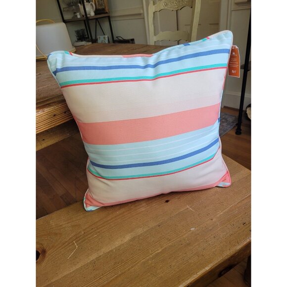 Pier 1 Imports Stripe Throw Pillow Indoor Outdoor 19x19 NWT Beach Core Coastal - Picture 1 of 4
